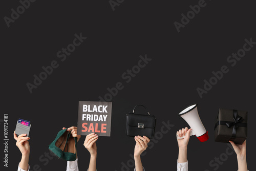 Female hands with gift box,...