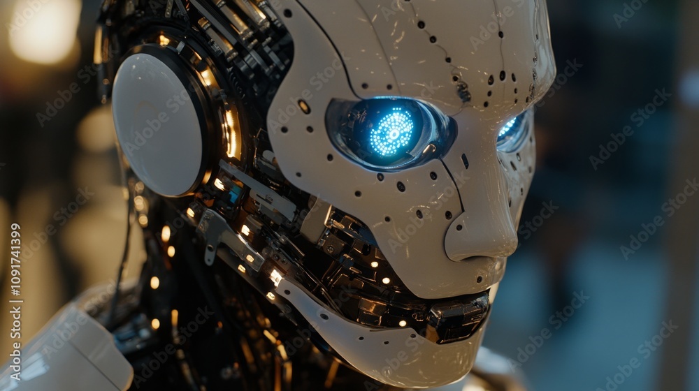 Advanced Robotic Head, Futuristic Technology Advanced Robotic Head, Futuristic Technology