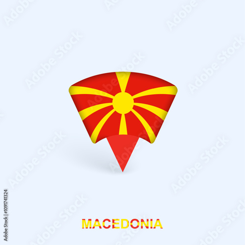Free Download North Macedonia Flag Map Pointer Design with Shadow. - GFXLoad