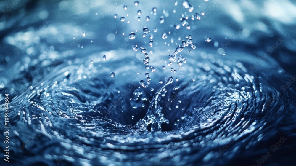 Water droplets in midair over swirling pool Water droplets in midair over swirling pool