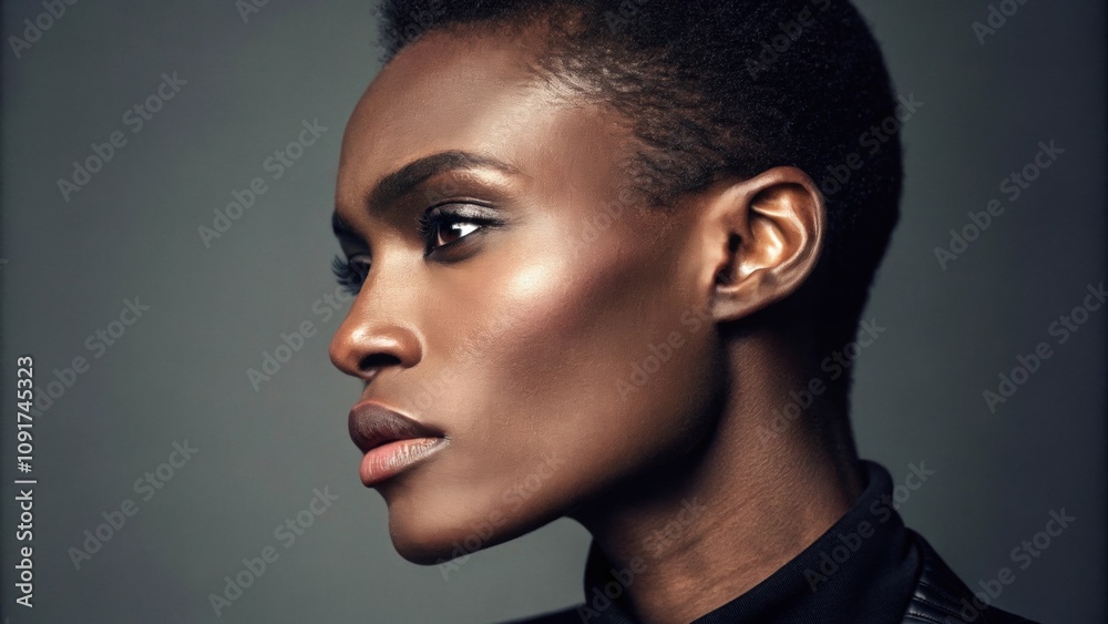 Fototapeta premium The profile features a person with a strikingly sculpted face
