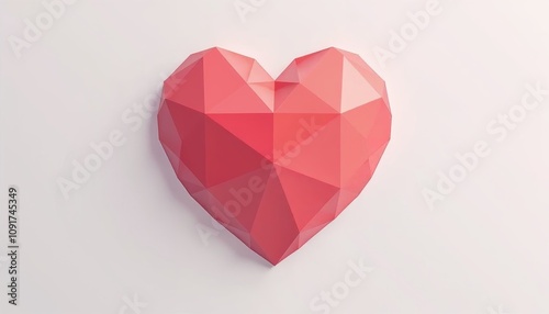 Wallpaper Mural 3D geometric polygon heart model in pink shades on a light background Torontodigital.ca