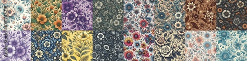 Stippling paint style flowers. AI generated illustration
