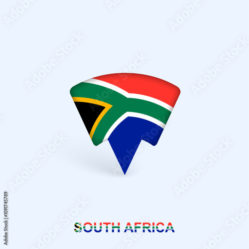 Free Download South Africa Flag Map Pointer Design with Shadow. - GFXLoad