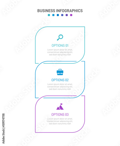 Vertical progress bar featuring 3 arrow-shaped elements, symbolizing the three stages of business strategy and progression. Clean timeline infographic design template. Vector for mobile presentation.