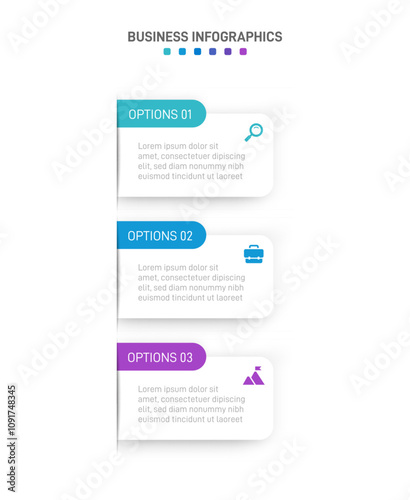 Vertical progress bar featuring 3 arrow-shaped elements, symbolizing the three stages of business strategy and progression. Clean timeline infographic design template. Vector for mobile presentation.