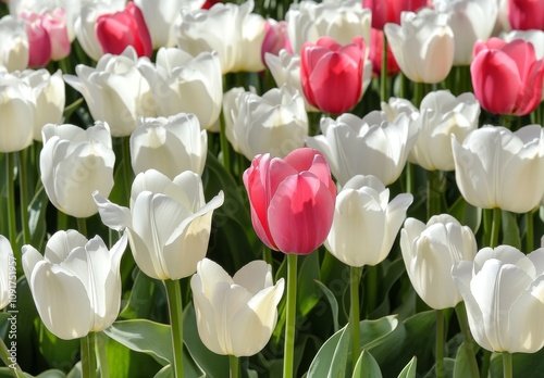 The tulips are divided into varieties such as "blinie tulipany", "kwitnice tulipany", tulips, odmiana "ivory floradale", ivory tulips, and white tulips. © Maxim Borbut