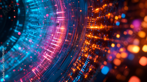 Wallpaper Mural Quantum Data Stream: Abstract 3D Rendering of Digital Network, Cyberspace, and Encryption Torontodigital.ca