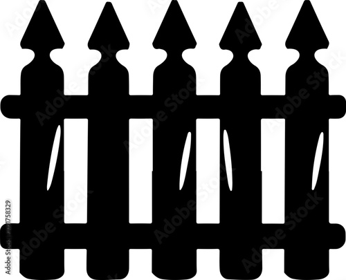 Black Silhouette of Wooden Fence Graphic