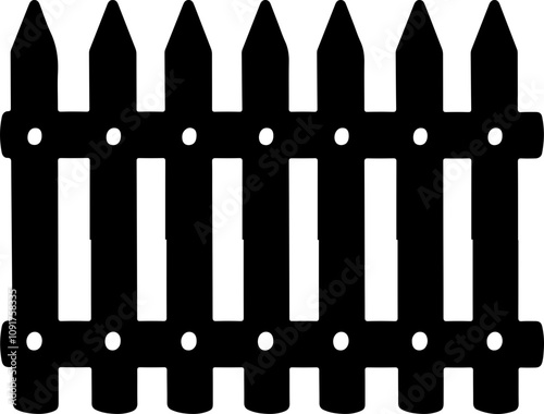 Black Silhouette of Wooden Fence Graphic