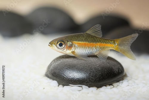 Samic, chiseled face of a tchoczowe babe (Stiphodon ornatus) on the wall photo