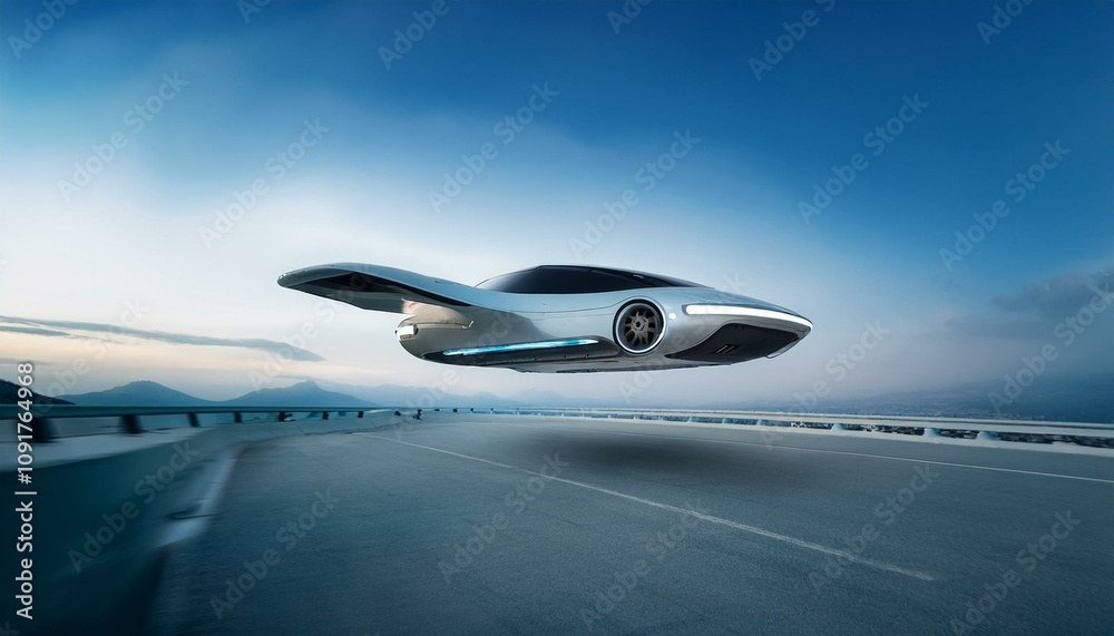 Obraz premium 하늘을 나는 미래형 자동차의 외형