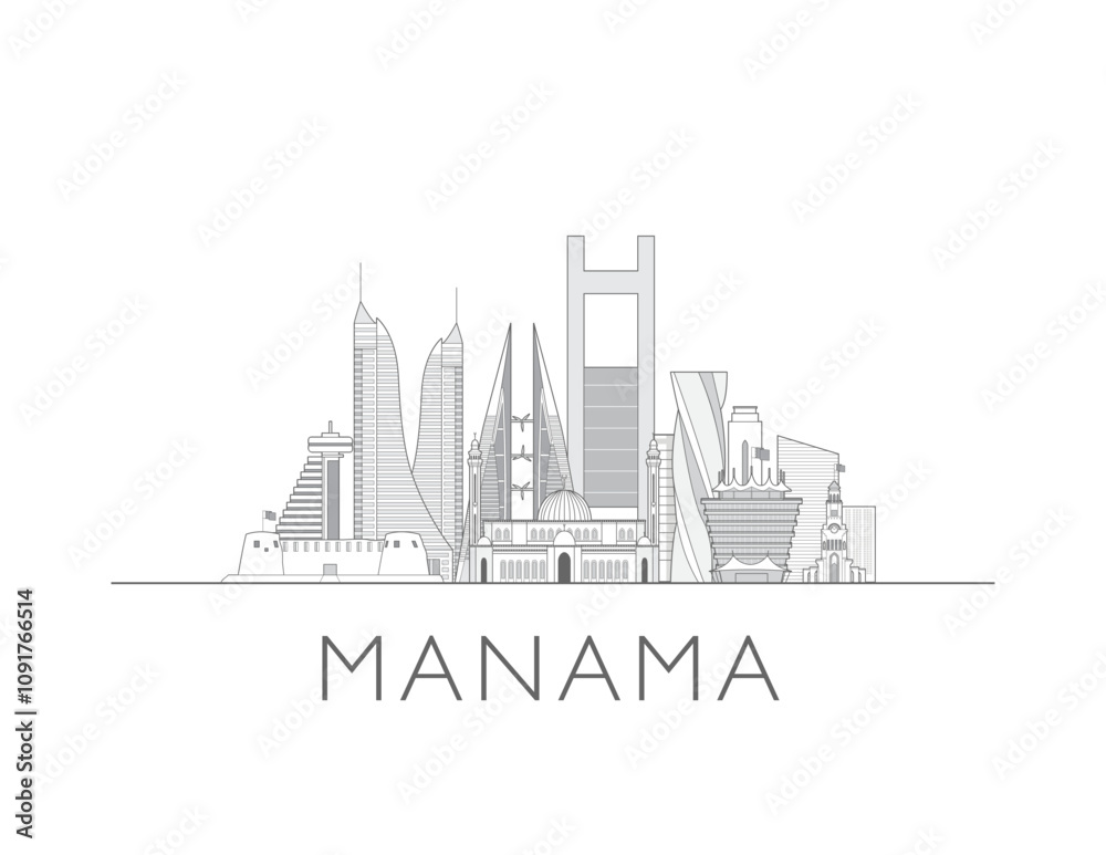 Fototapeta premium Manama Bahrain skyline cityscape vector illustration
