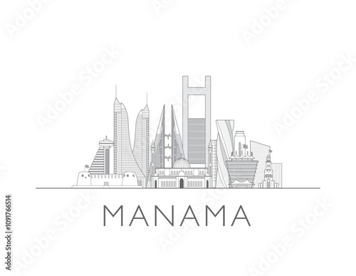 Manama Bahrain skyline cityscape vector illustration