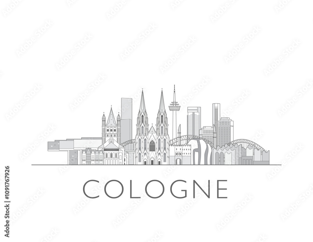 Fototapeta premium Cologne skyline cityscape vector illustration