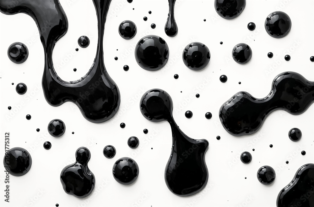 Black oil blots on a white background