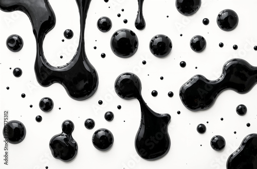 Obraz na płótnie Black oil blots on a white background w salonie
