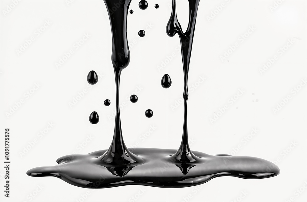 Black oil blots on a white background