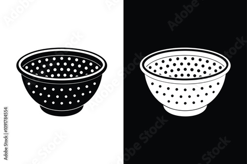 Colander kitchen cooking kitchen icon vector on White Background Vector Art Illustration on white background.