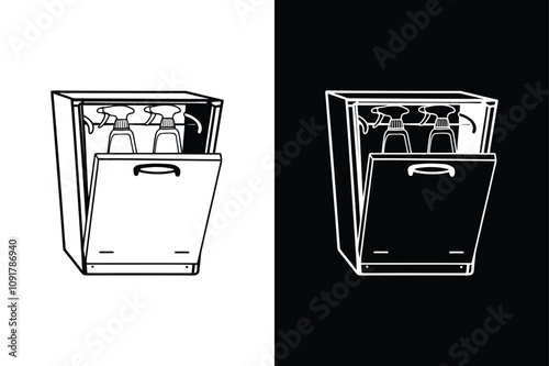 Dishwasher glyph icon vector on White Background ,Vector Art Illustration on white background.