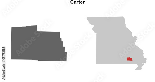 Slika na platnu Carter County (Missouri) blank outline map set