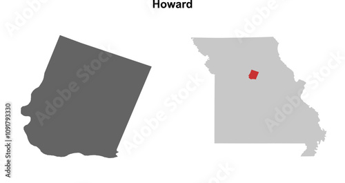 Howard County (Missouri) blank outline map set