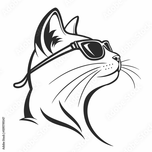 Cat With Sunglasses and Logo Icon photo