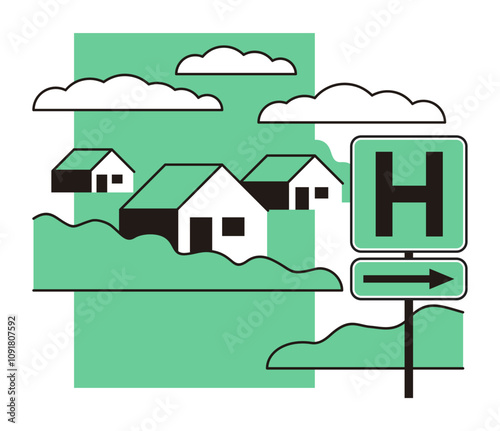 Rural Healthcare concept - simple geometric decoration