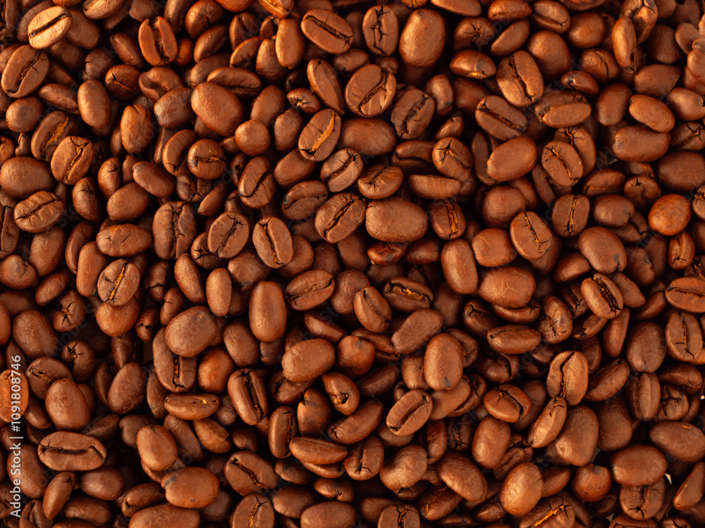 Obraz premium roasted coffee beans background flat lay