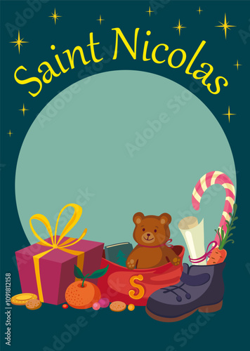 Saint Nicholas Day Flyer with gifts and shoe