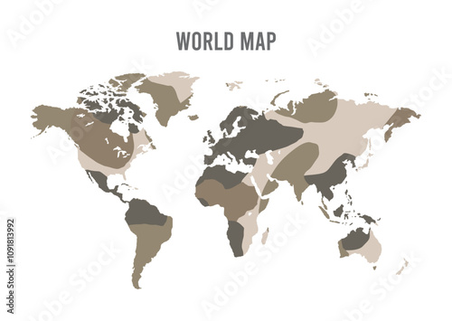 World map outline vector illustration on background