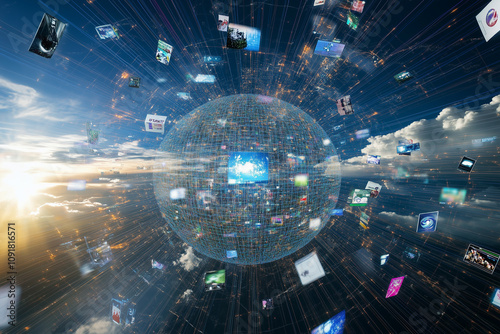 Global network connection with circulating media content