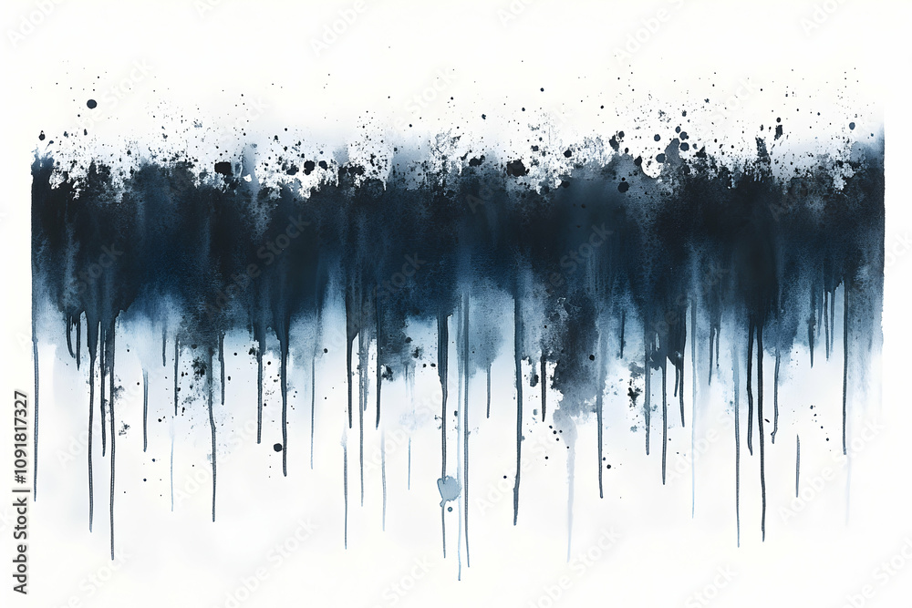 Abstract watercolor painting in shades of blue and white, featuring dripping paint and splatters on a white background. Ideal for modern home decor or design projects. Abstract watercolor painting in shades of blue and white, featuring dripping paint and splatters on a white background. Ideal for modern home decor or design projects.