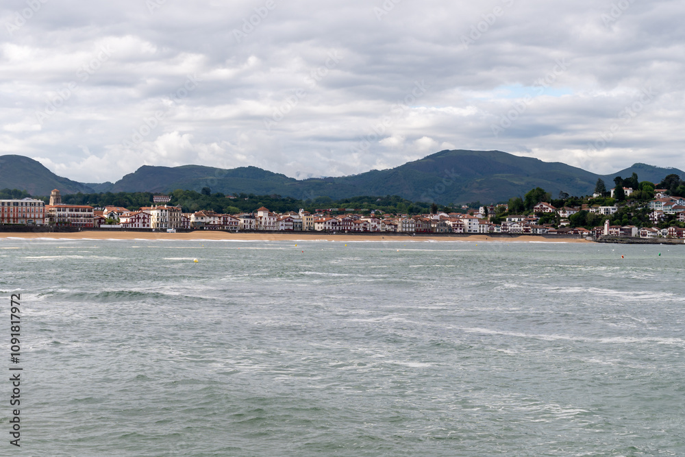 Fototapeta premium Ciboure and Fort of Socoa fishing ports on Basque coast, famous resorts, known for beautiful architecture, sandy beaches, cuisine, South of France, Basque Country