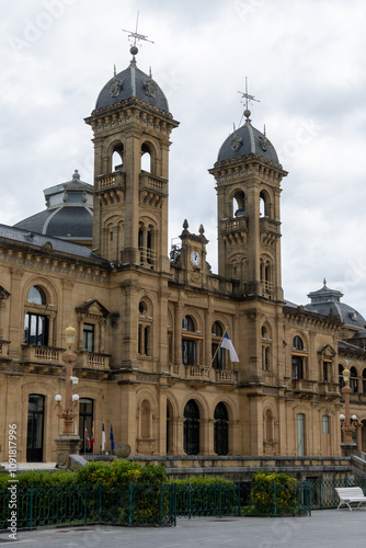 Old downtown of famous San Sebastian or Donostia city, touristic destination in Basque Country, north of Spain photo