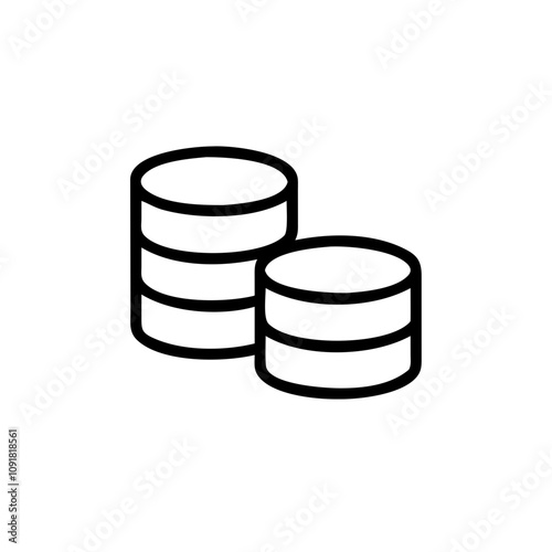 Simple outline illustration of coins stacked in two stacks