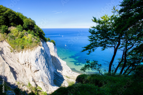 Summer at the White Cliffs of Møns Klint in the Danish Part of the Baltic Sea photo