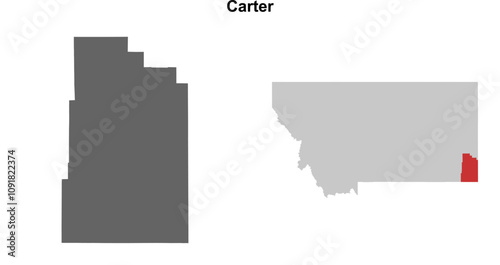 Carter County (Montana) blank outline map set photo