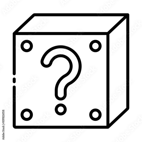 Mystery icon with a box hiding secrets and puzzles to solve