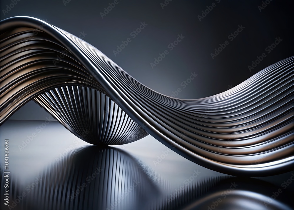 Elegant Modern 3D Rendering of Black Bezier Curve in Abstract Pop ...