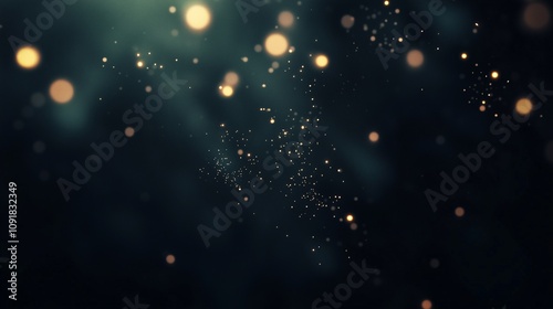 黒い背景と星の様な光の粒が舞うレンズで撮影したようなグラフィック画像