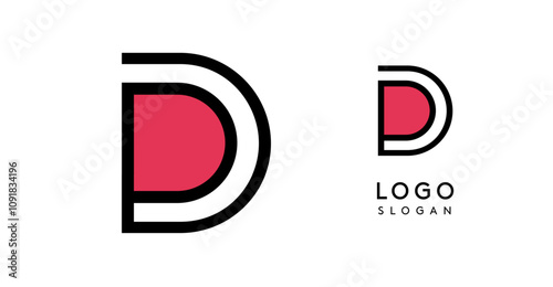 Geometric minimal letter D. Sleek tech logo for innovative branding, real estate, archetecture studio, digital finance, kid toys logo, creative brand. Vector illustration