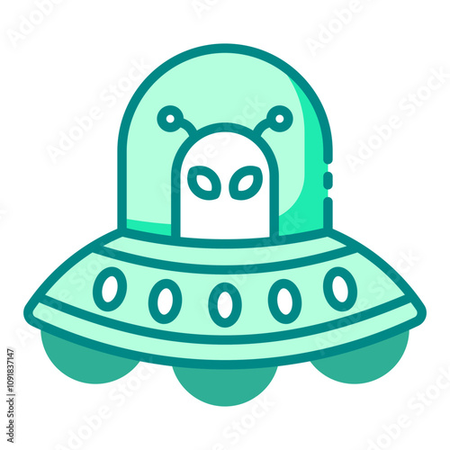 Science fiction icon featuring a UFO from space