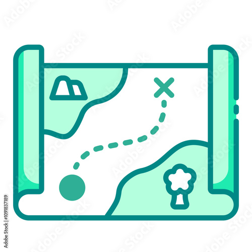Adventure icon with a treasure map for exploration