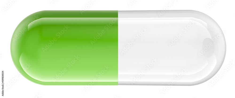 Empty medicament capsule, 3D rendering isolated on transparent background Empty medicament capsule, 3D rendering isolated on transparent background