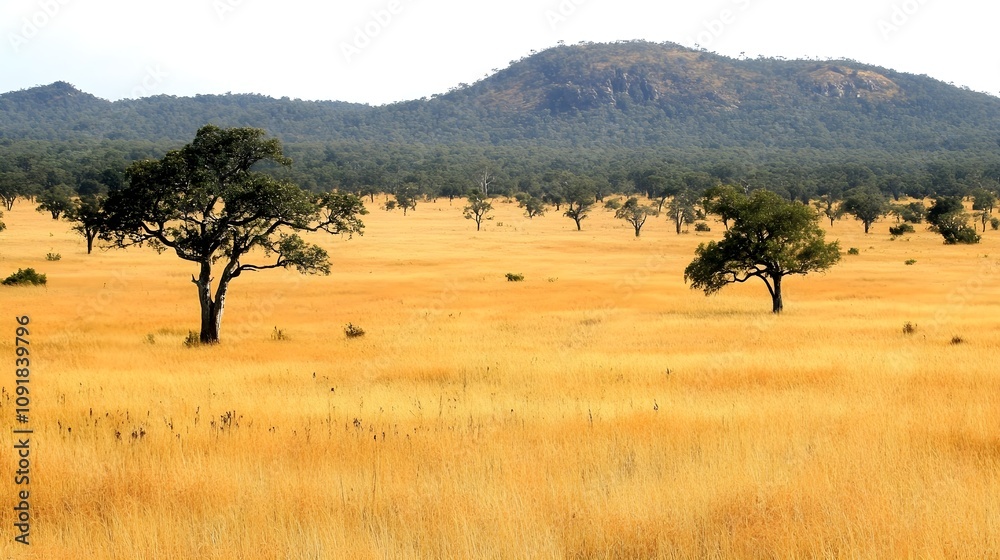 Obraz premium African grassland with some trees