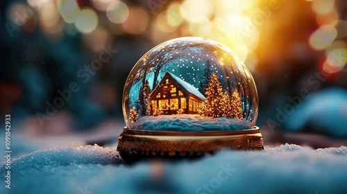 Winter Night in a Glass Snow Globe. Looping video