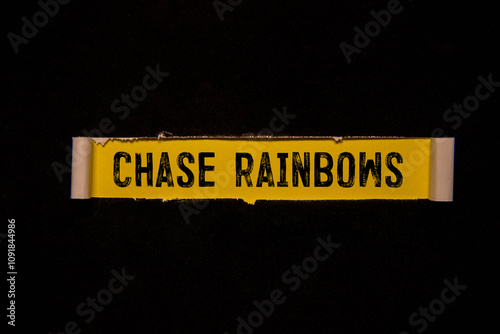 Rainbow in the sky. text chase rainbows. photo