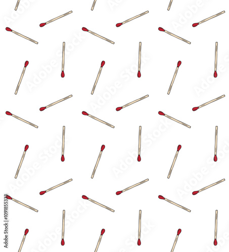 Vector seamless pattern of hand drawn sketch doodle burning match isolated on white background
