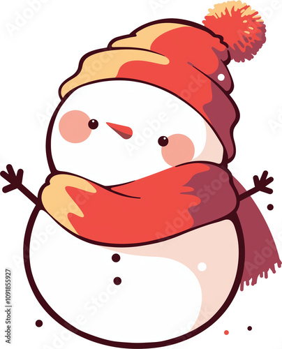 christmas snowman with hat and scarf